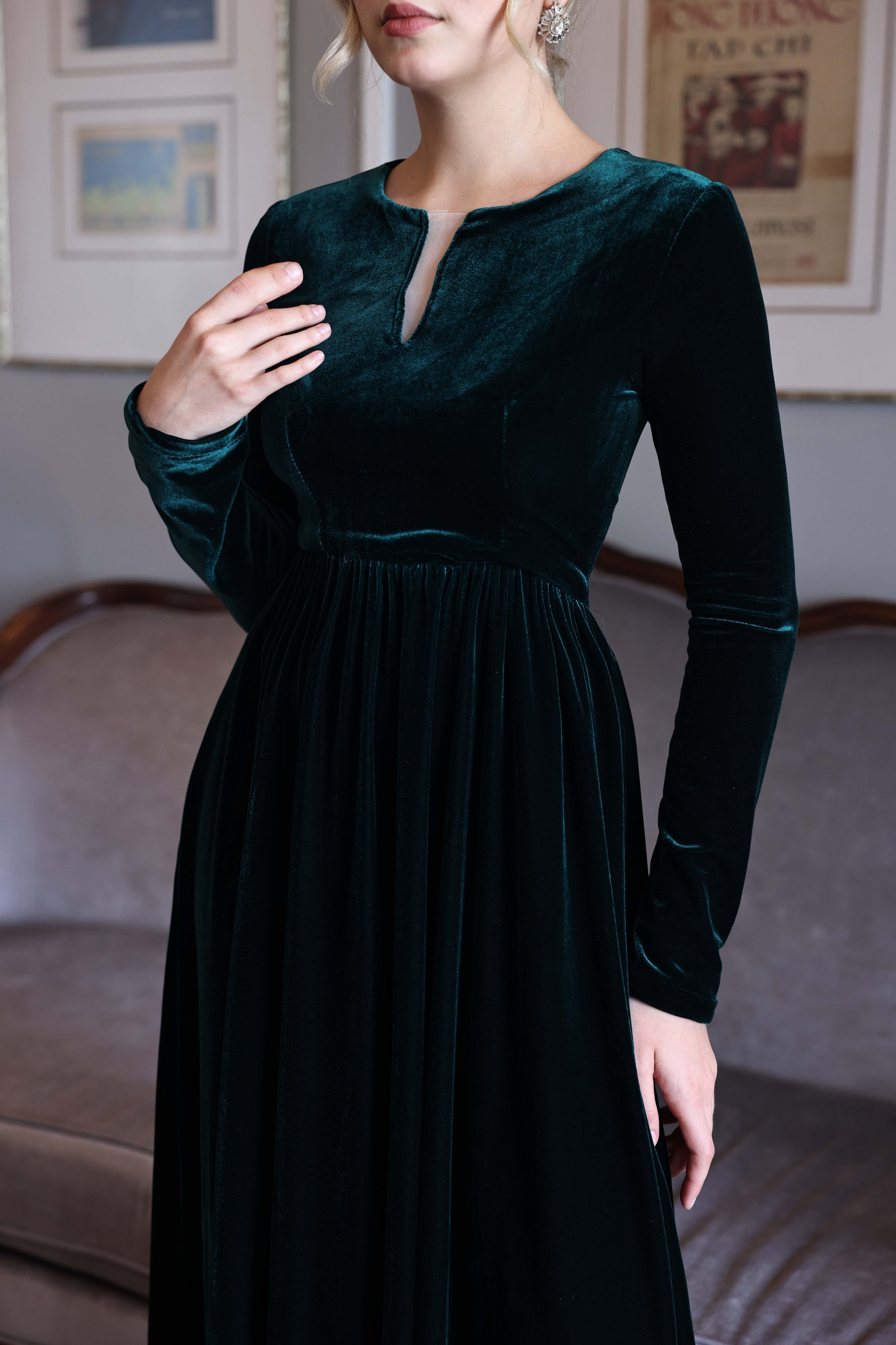 Long velvet formal dress