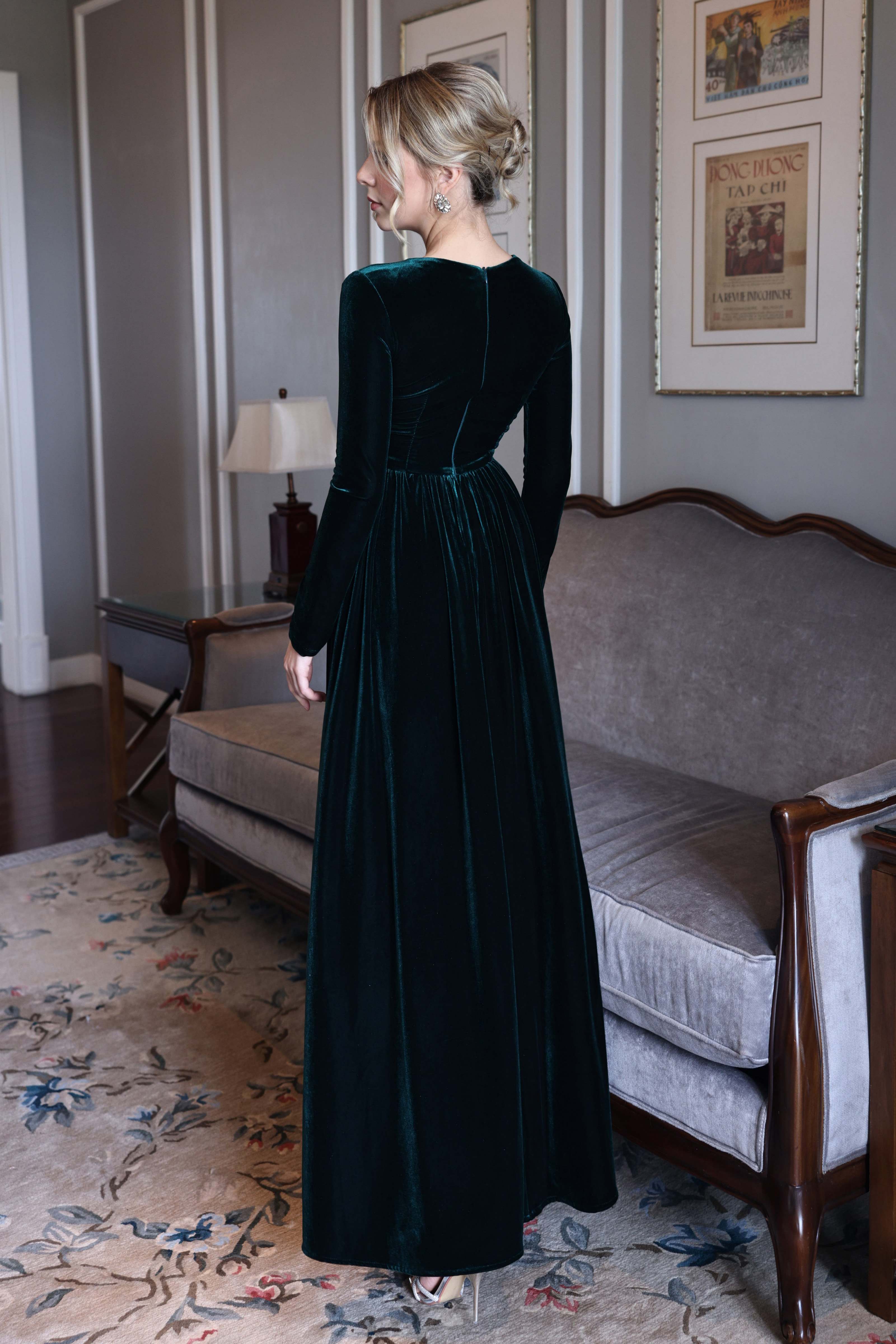 Long velvet formal dress