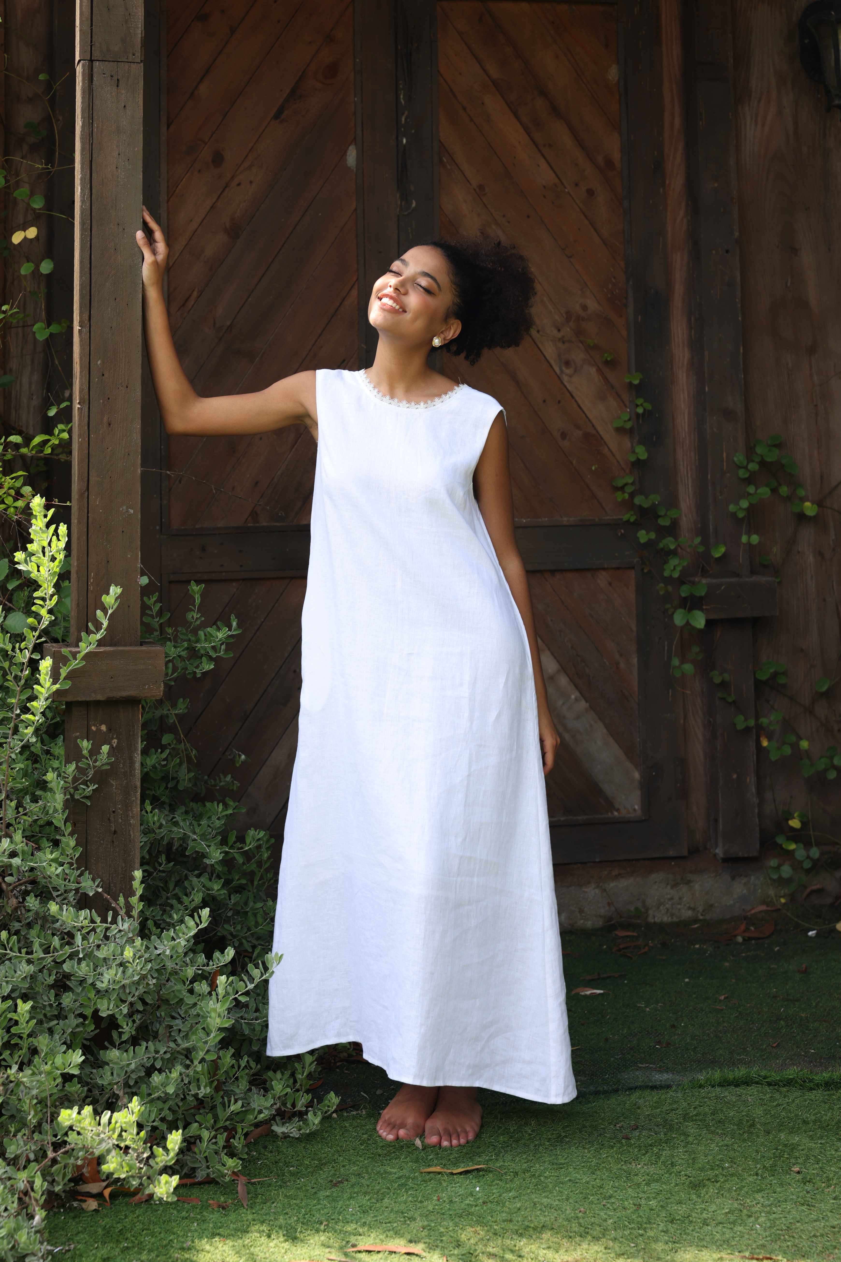 Low back linen dress