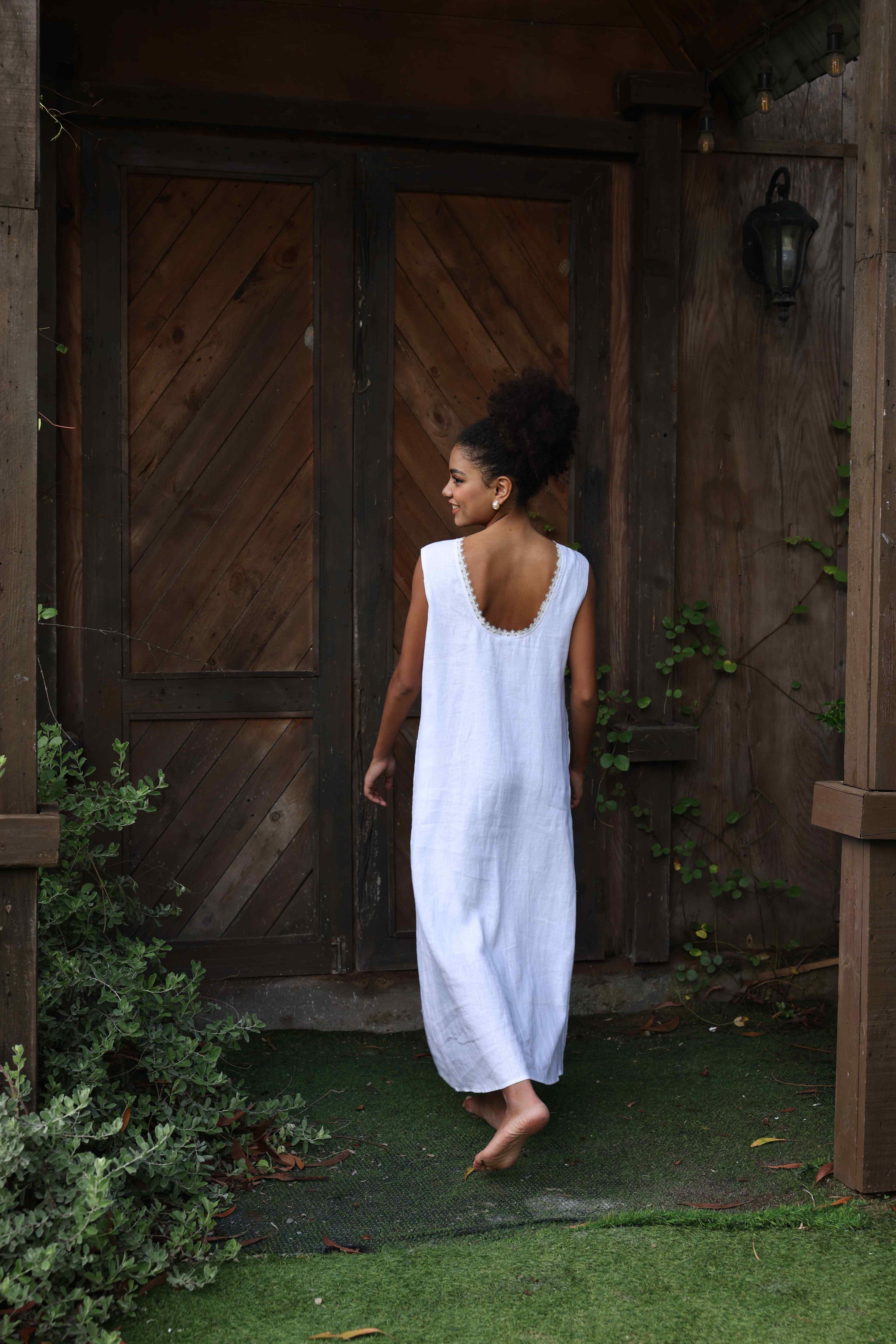 Low back linen dress
