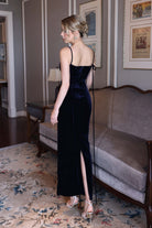 minimalist evening velvet dress 