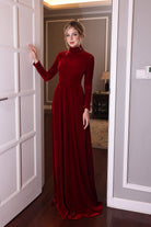 modest velvet maxi dress for women