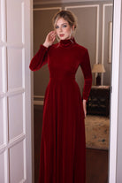 modest velvet maxi dress for women
