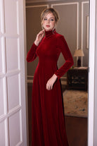 modest velvet maxi dress for women