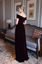 Off-shoulder velvet dress