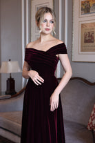 Off-shoulder velvet dress