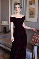 Off-shoulder velvet dress