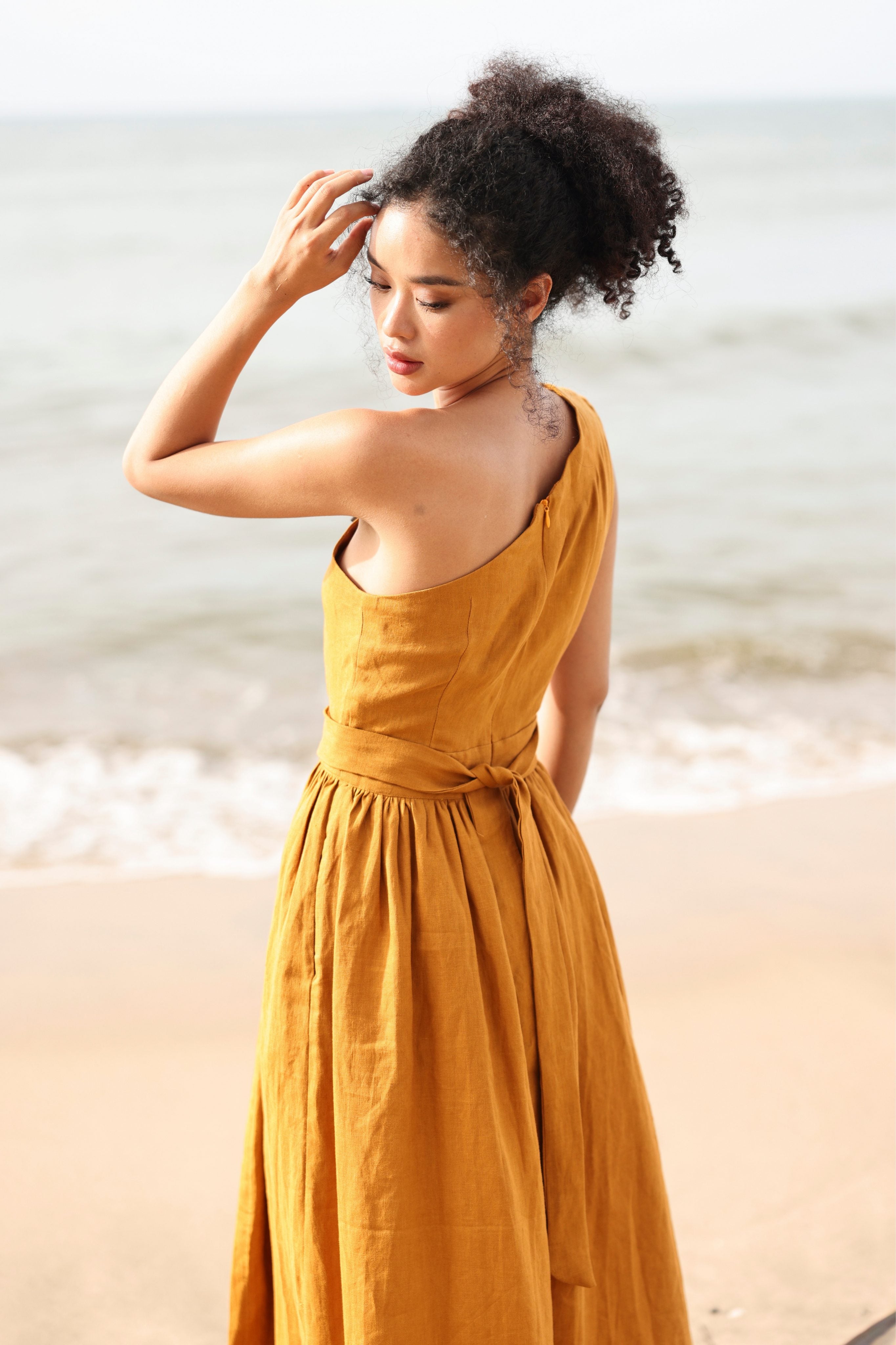 One shoulder boho maxi dress