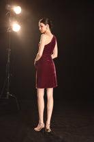 One shoulder velvet cocktail dress