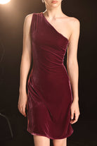 One shoulder velvet cocktail dress