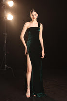 One shoulder velvet gown