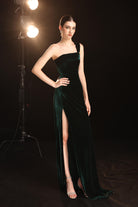 One shoulder velvet gown