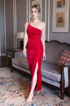 One shoulder velvet maxi dress