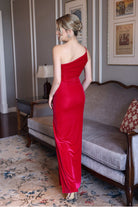 One shoulder velvet maxi dress
