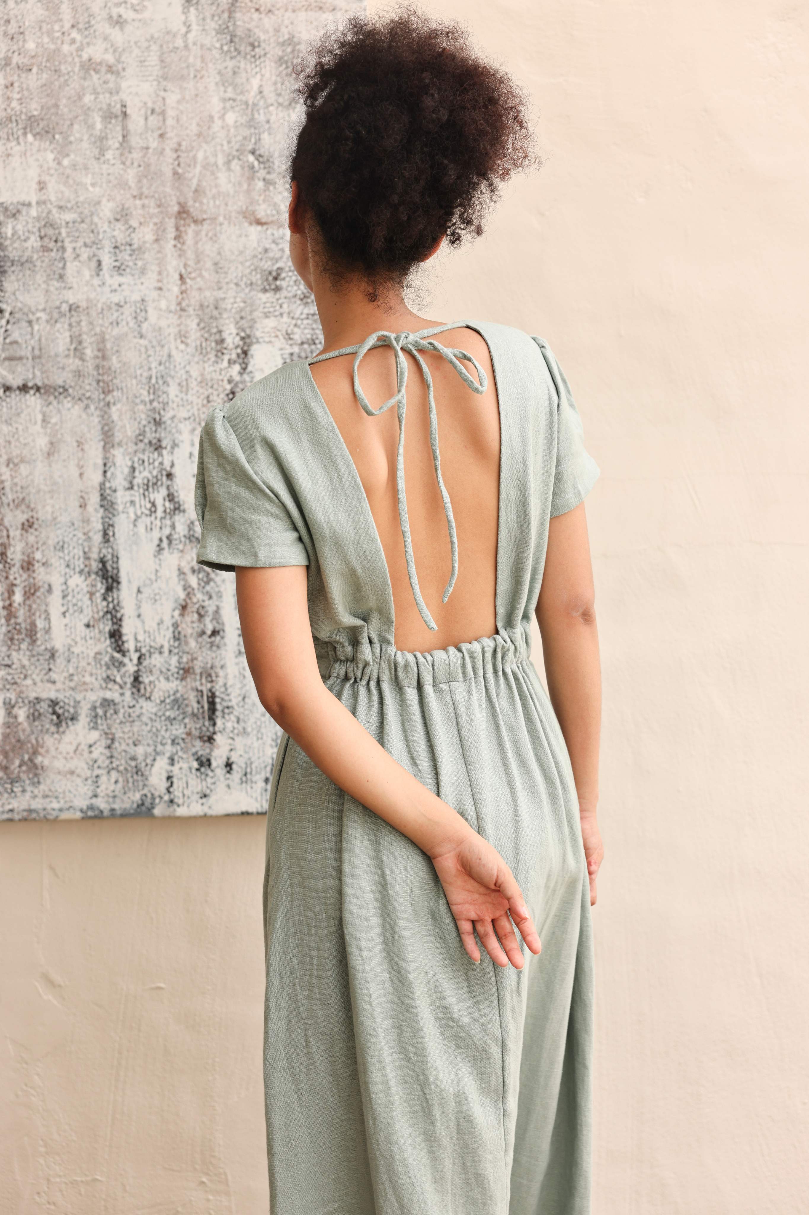 Open back linen dress
