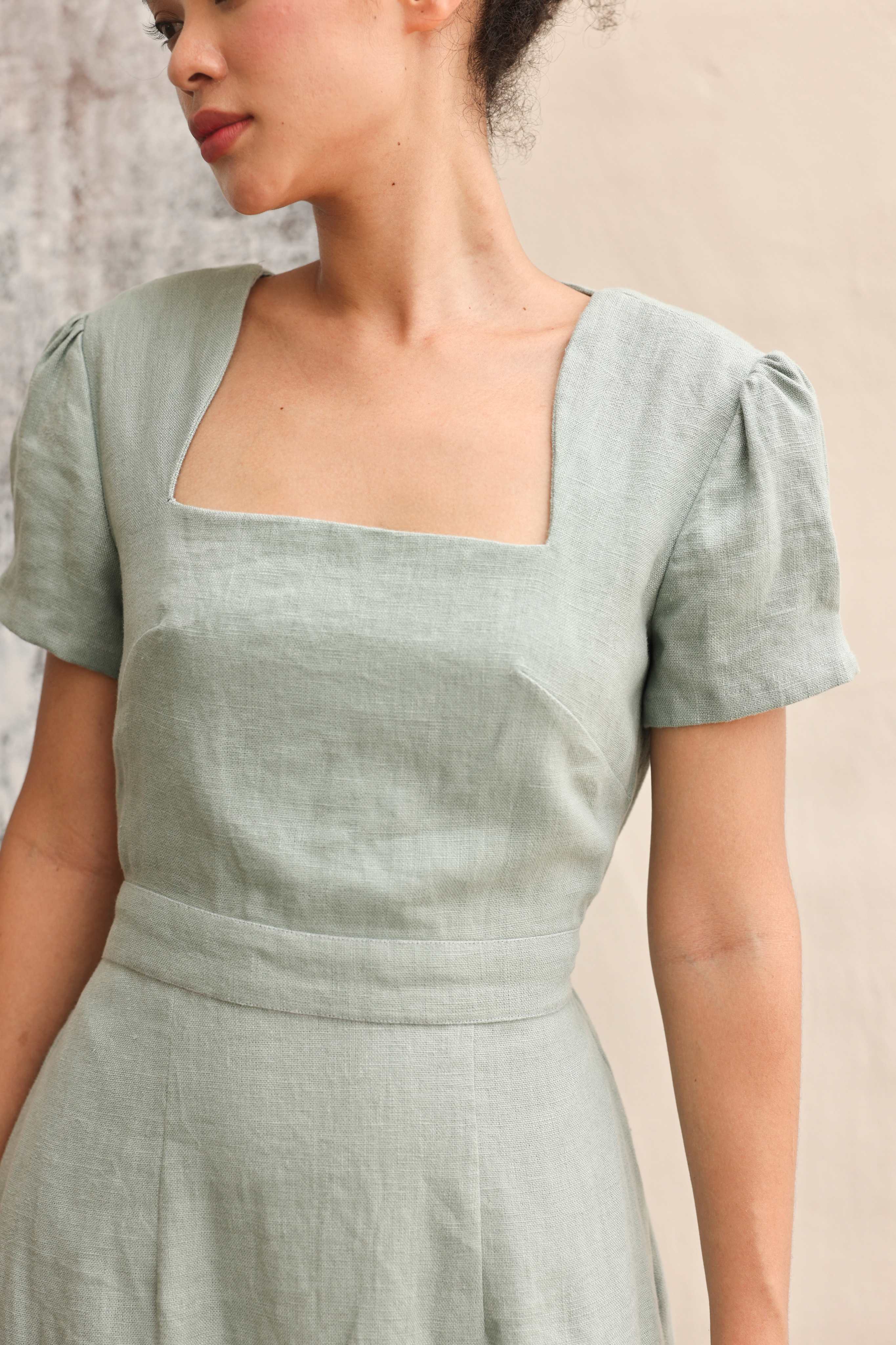 Open back linen dress
