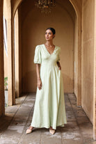 Open-back linen maxi dress