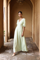 Open-back linen maxi dress