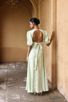 Open-back linen maxi dress