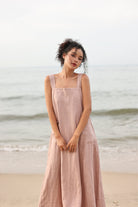 Patch pockets linen dress