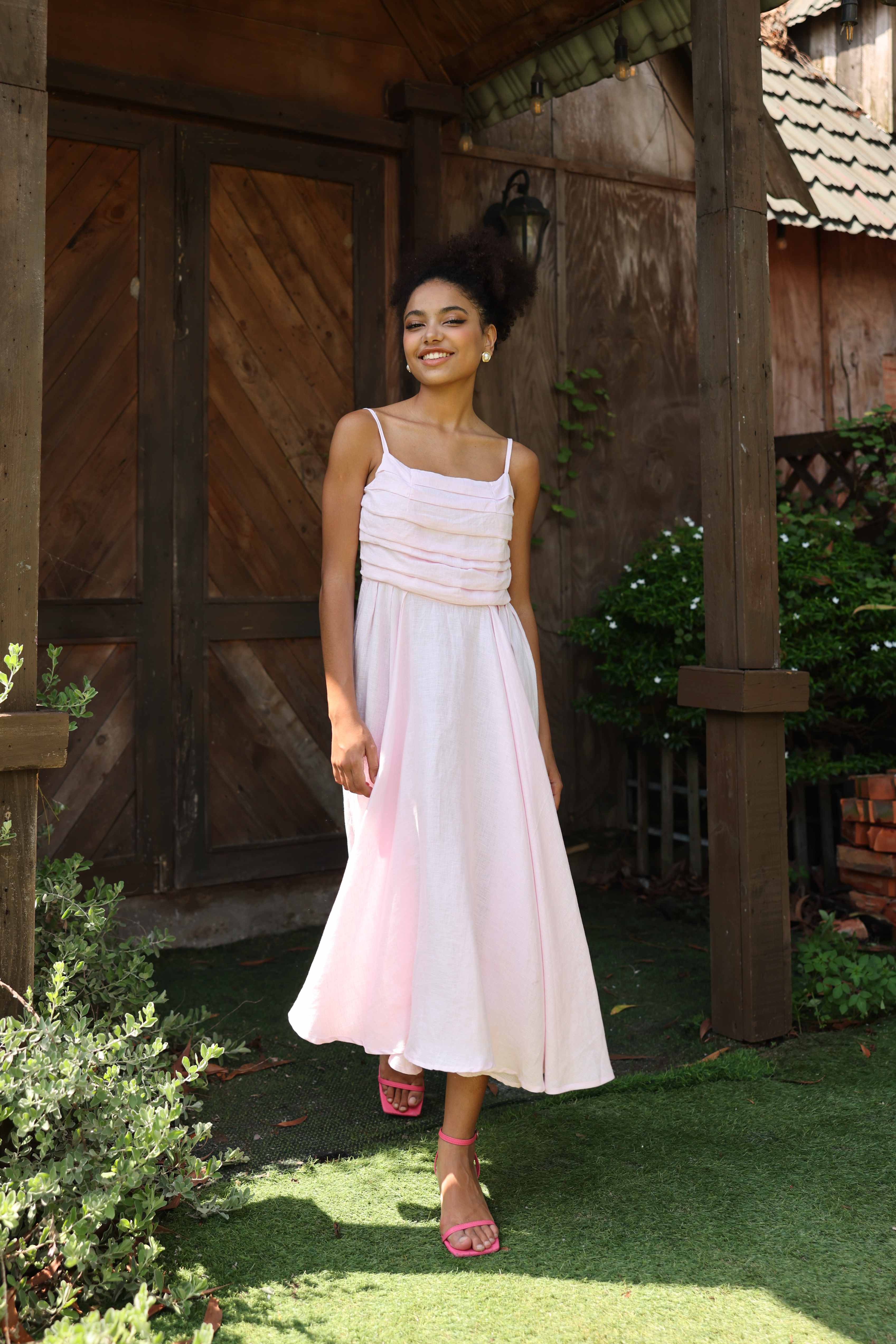 Pink linen sundress