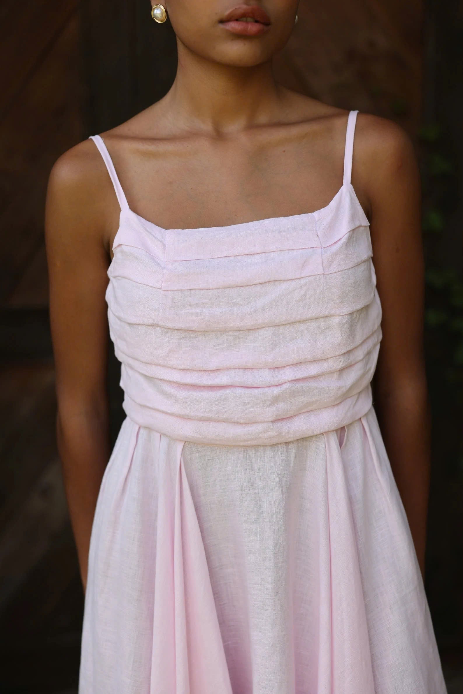 Pink linen sundress
