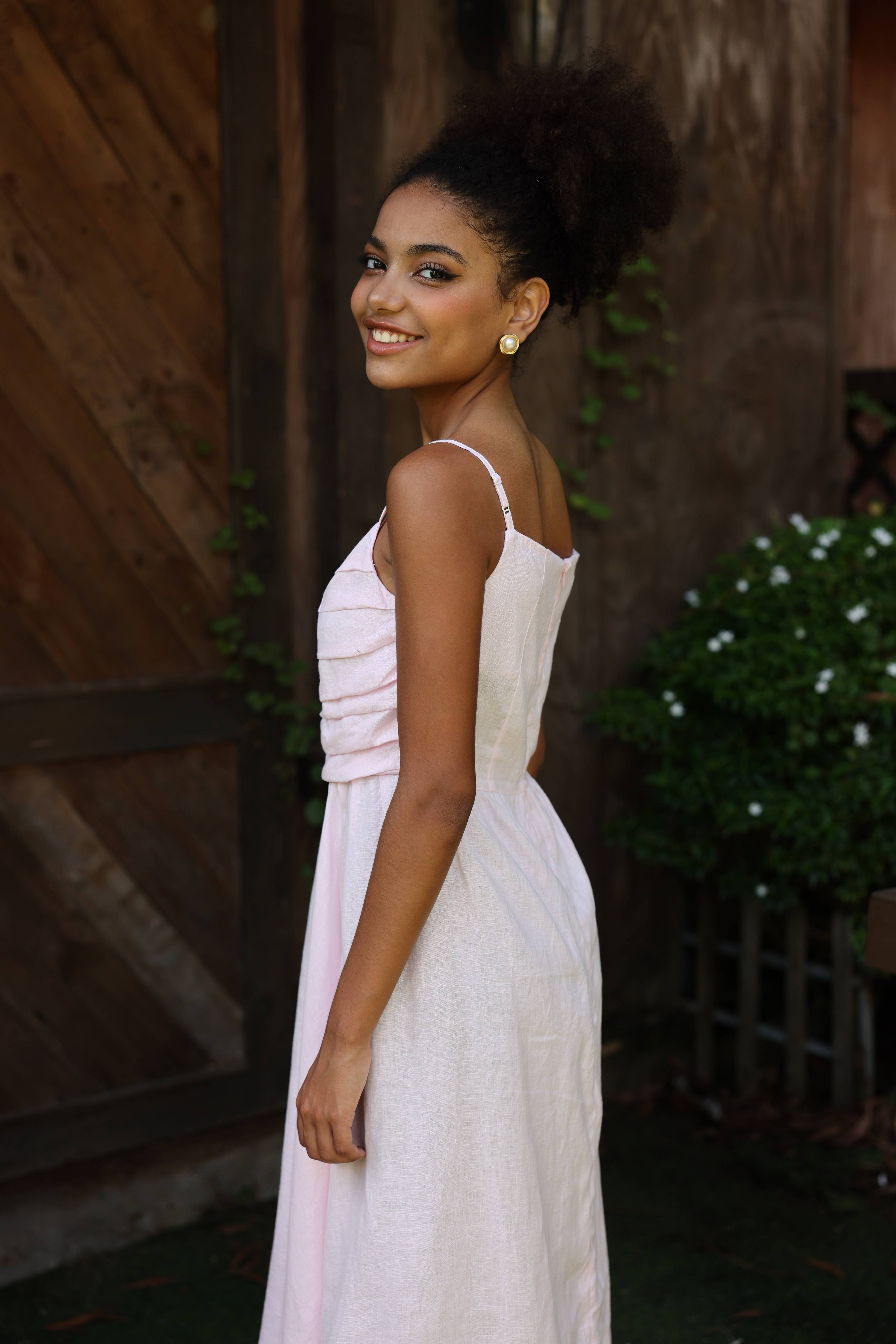 Pink linen sundress