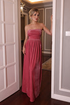 pink velvet bridesmaid dress