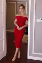 pink velvet off-shoulder dress
