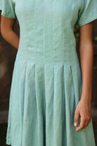 Pleated linen midi dress