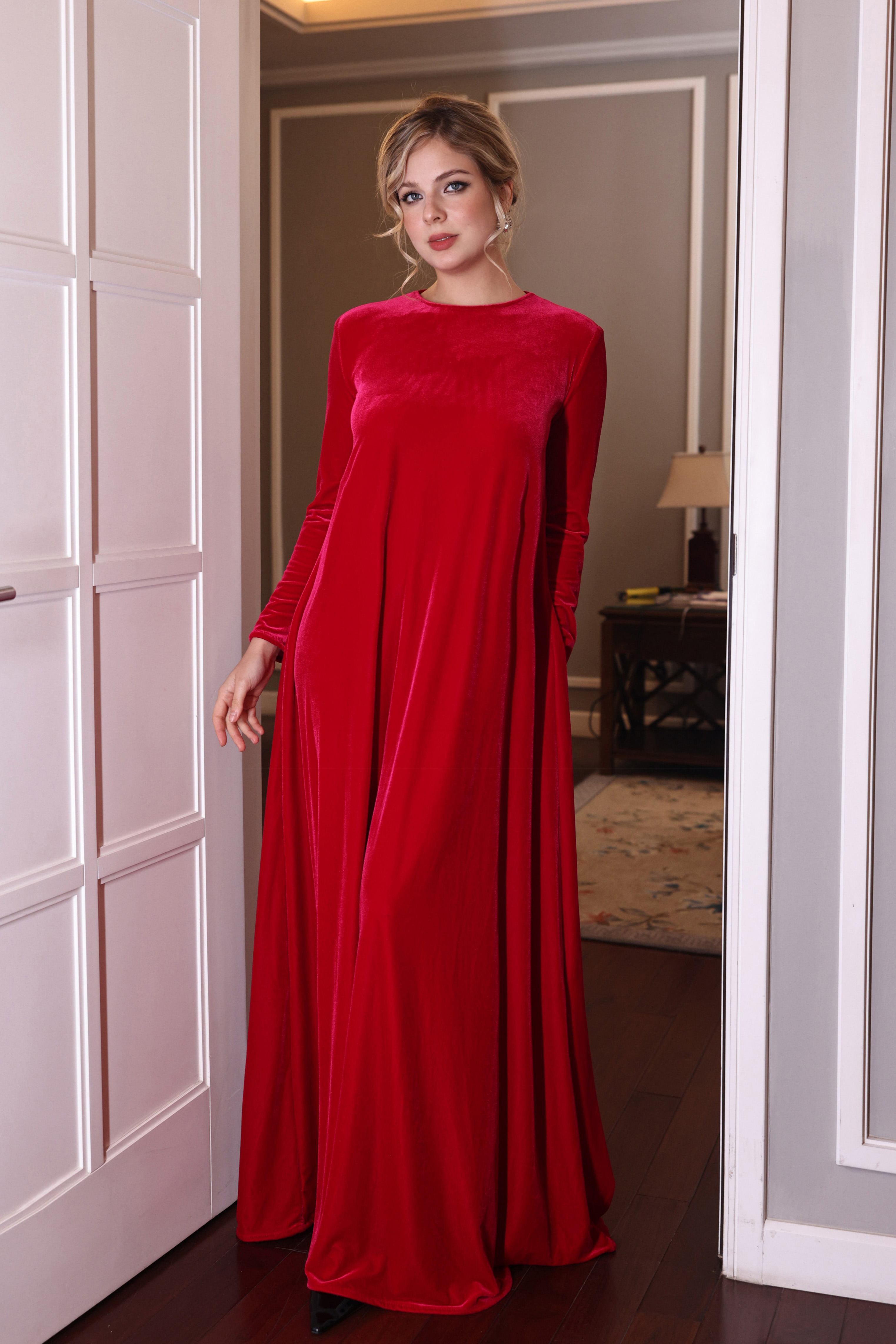 plus size high neck velvet dress