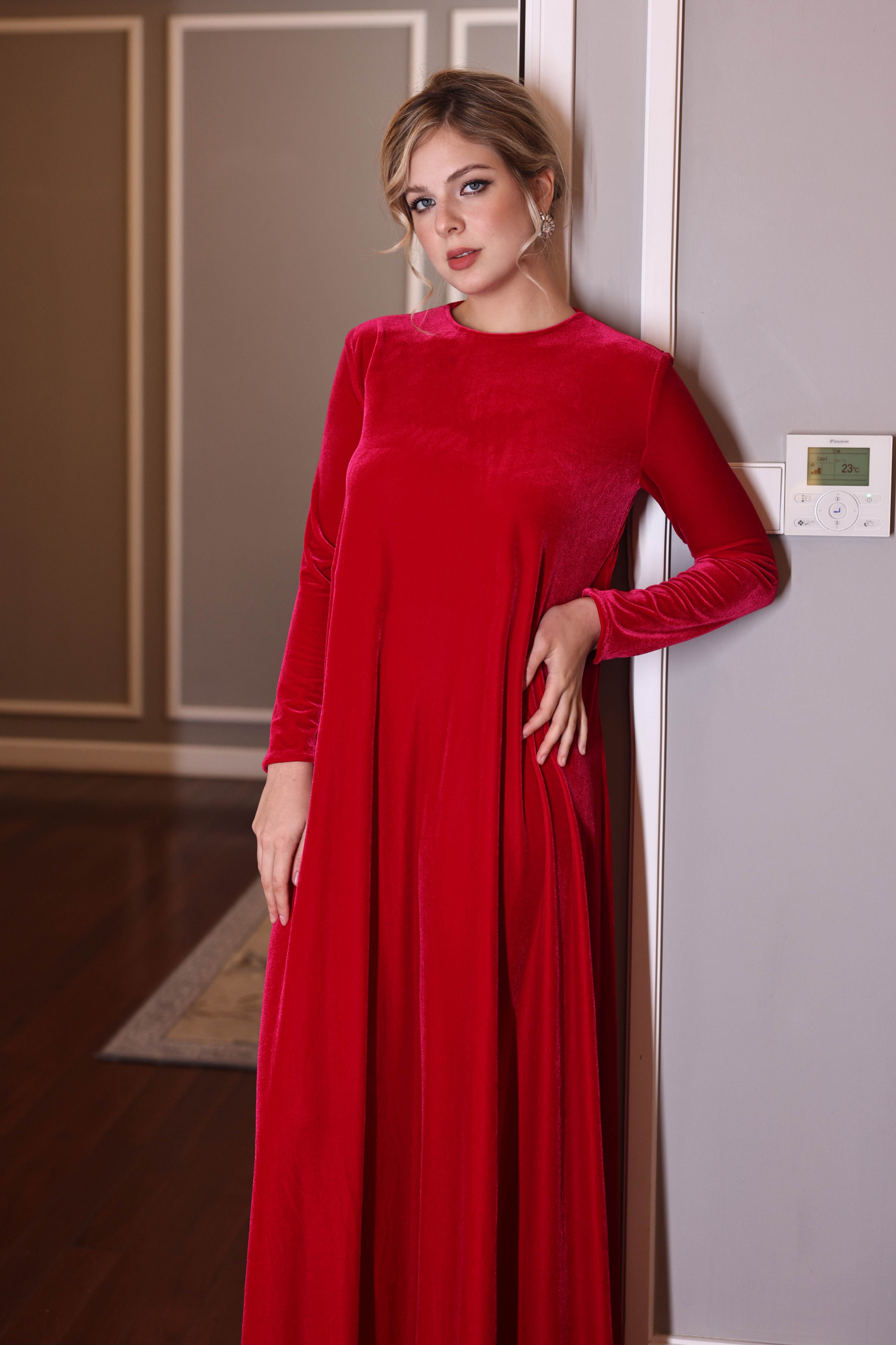 plus size high neck velvet dress