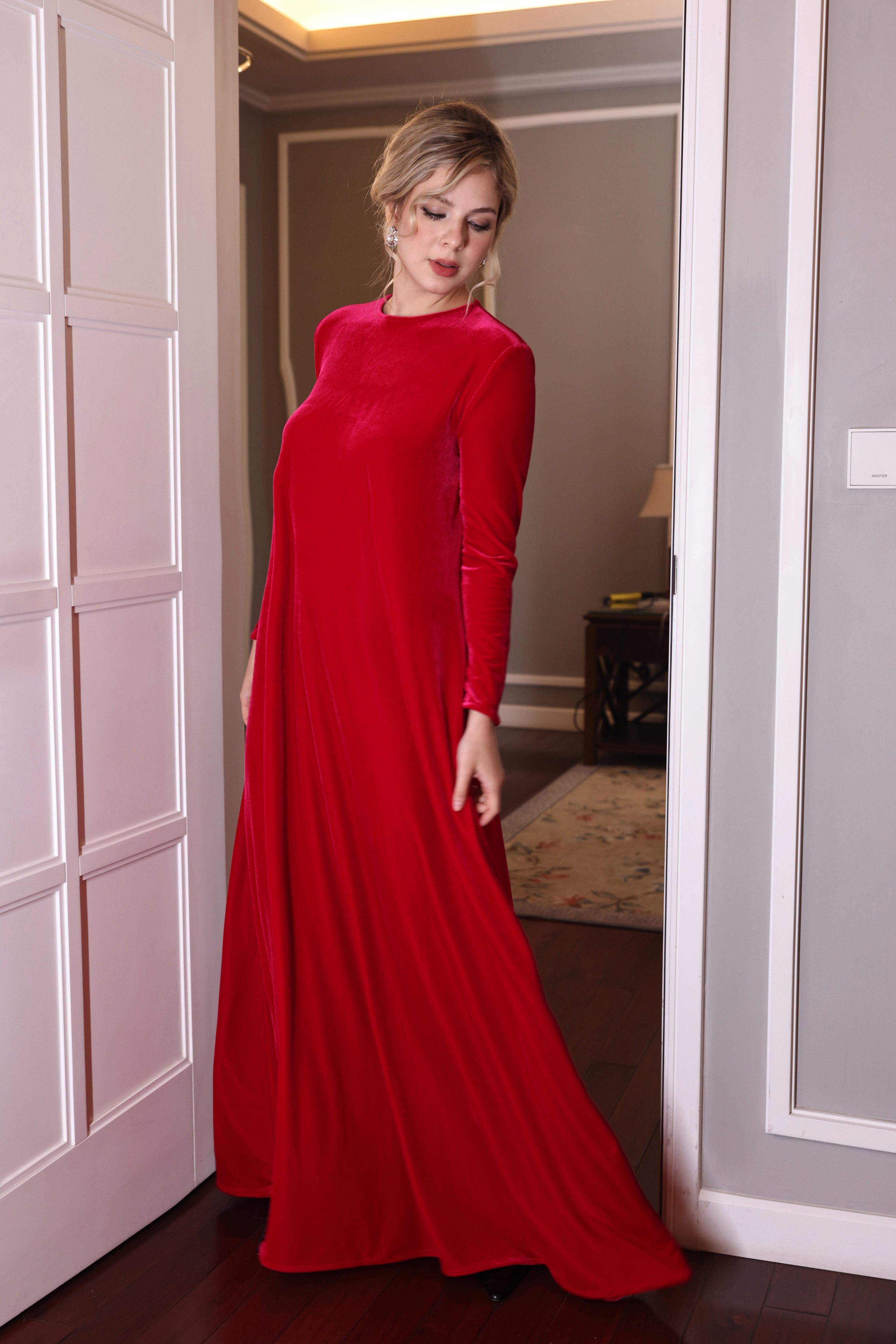 plus size high neck velvet dress