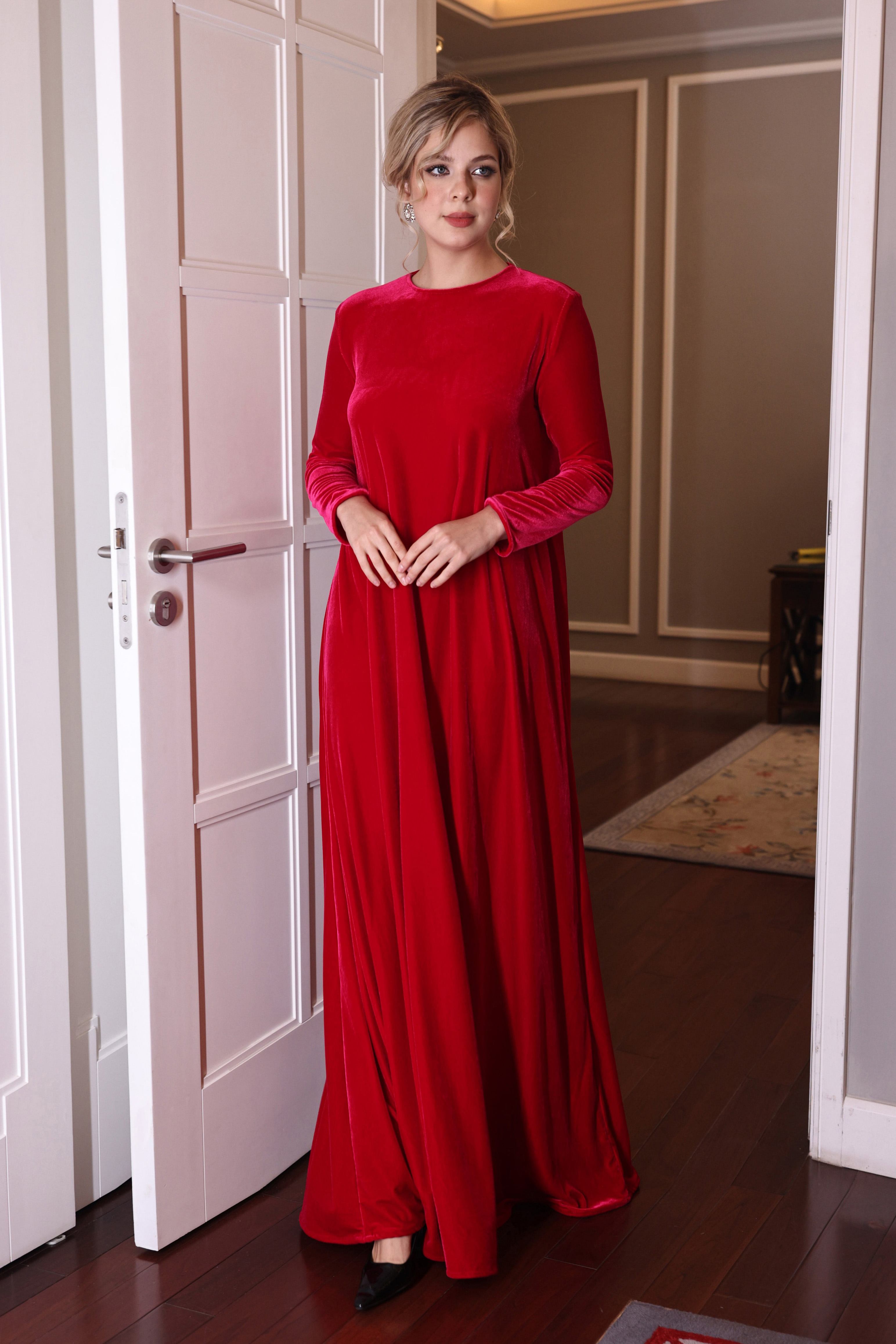 plus size high neck velvet dress