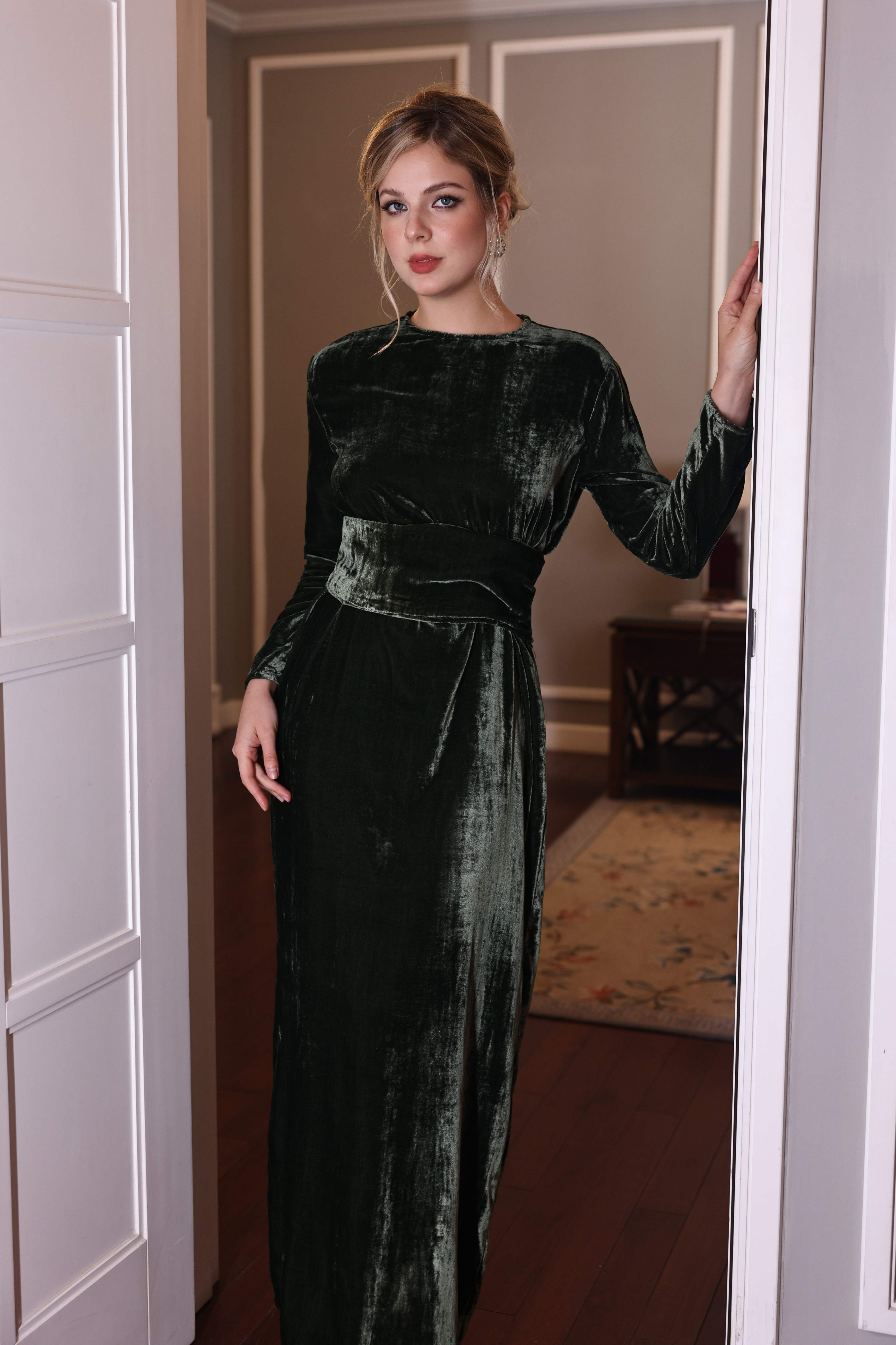 premium silk velvet maxi dress
