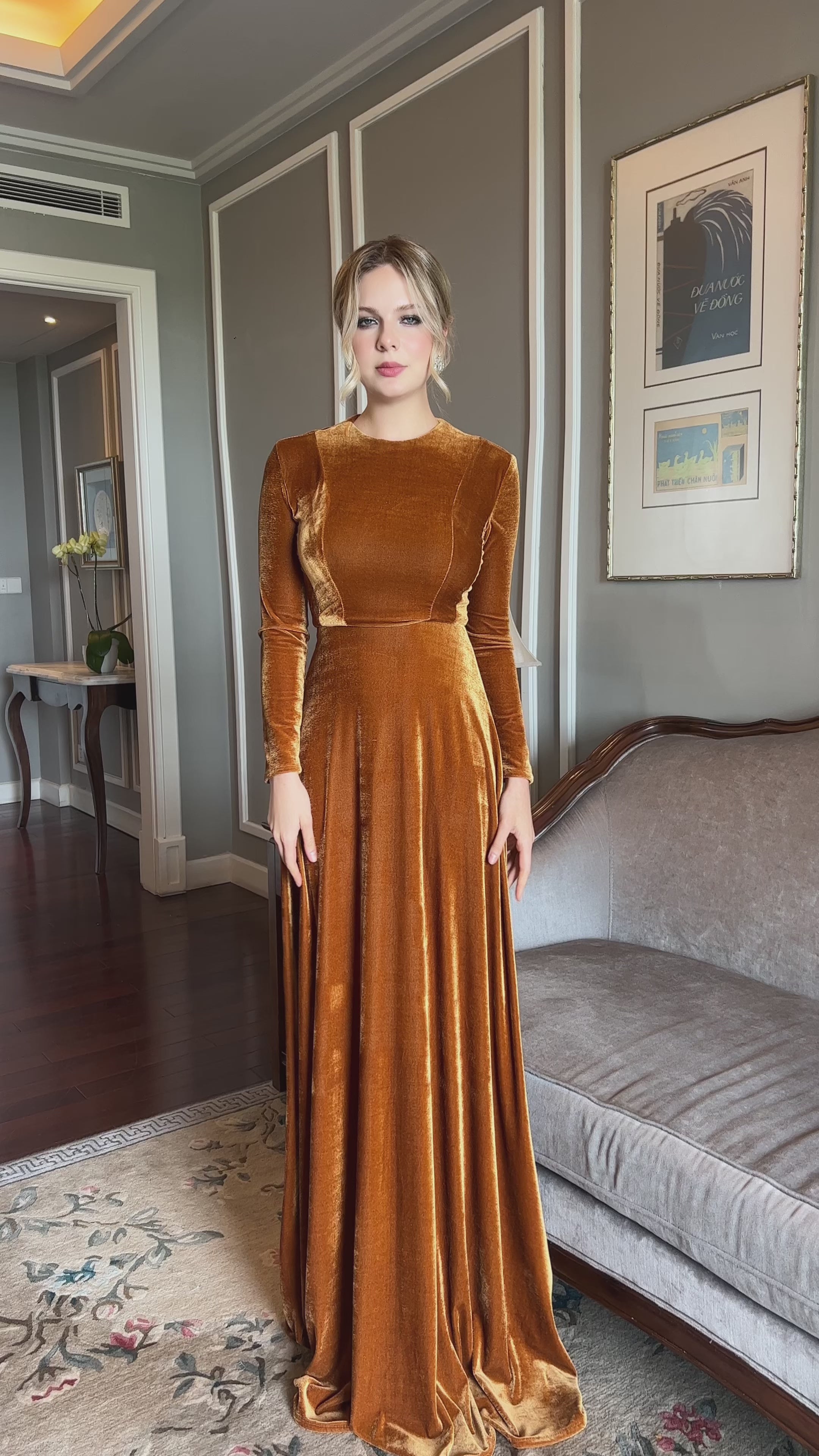 Winter velvet formal dress