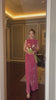pink velvet floor-length dress 