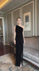 Asymmetrical velvet evening dress