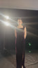 Velvet thigh slit evening gown