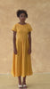 Pleated flare linen midi dress
