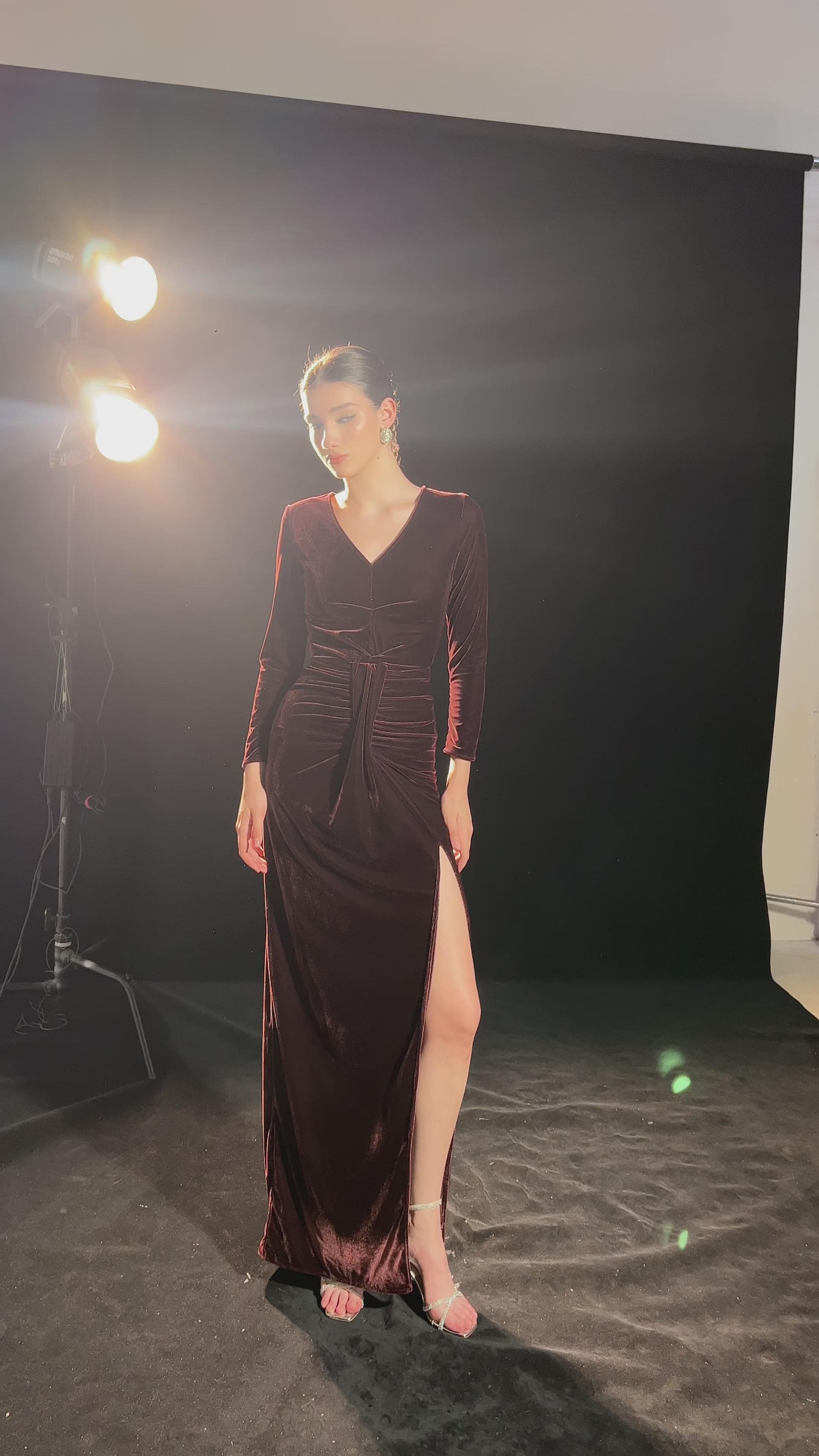 Evening gown with draped waist