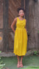 Sleeveless yellow linen midi dress