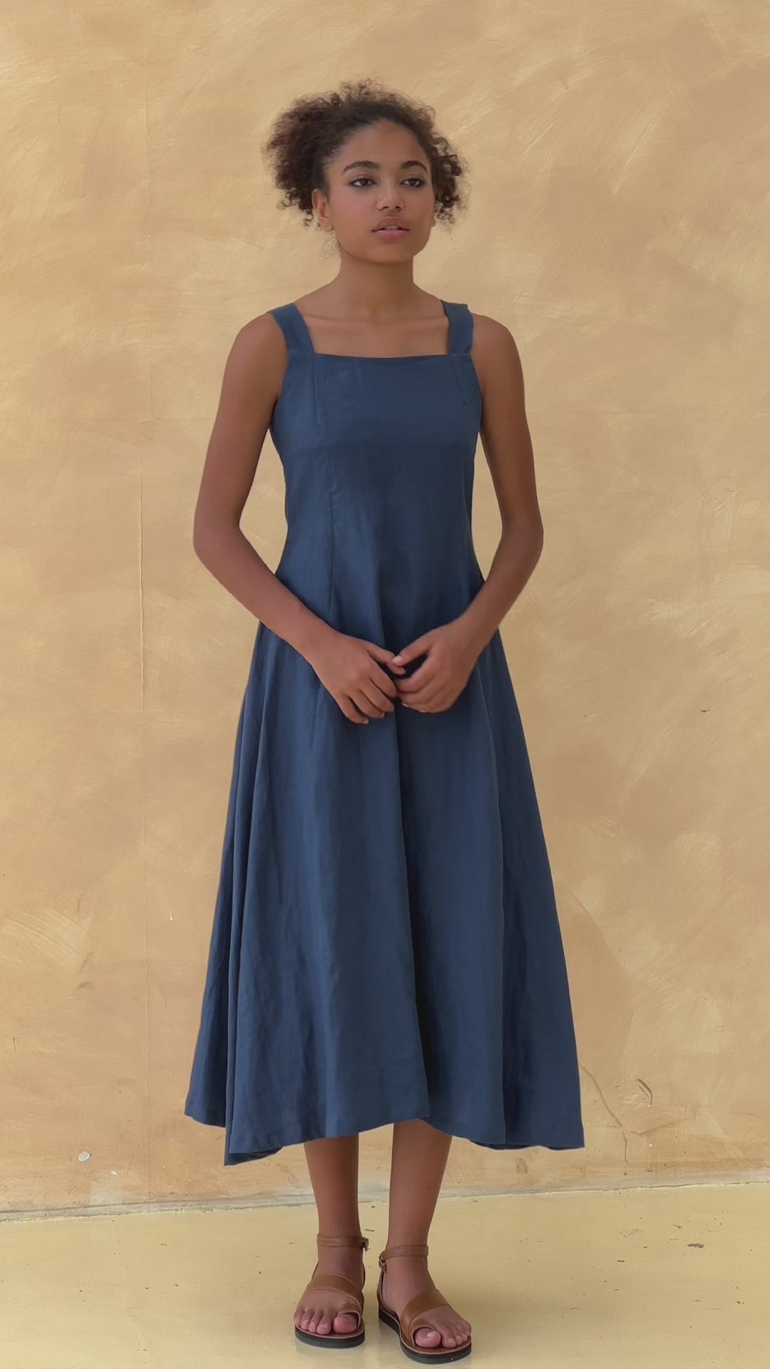 Strappy linen midi dress