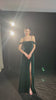 Strappy off-the-shoulder velvet dress