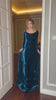 Scoop neck blue velvet dress