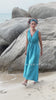 Blue linen midi dress