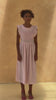 Pleated bodice linen midi dress