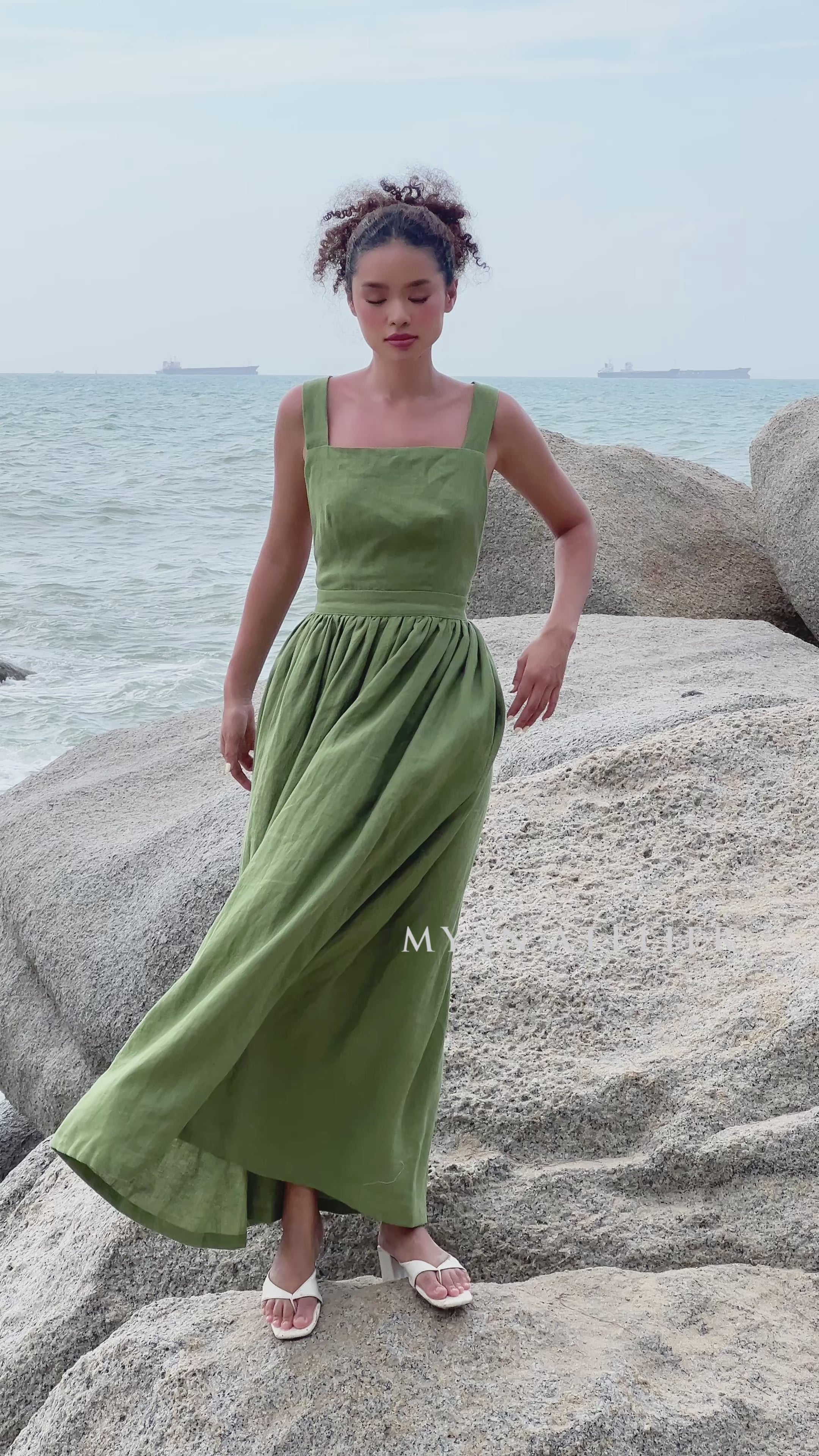 Linen cross back dress