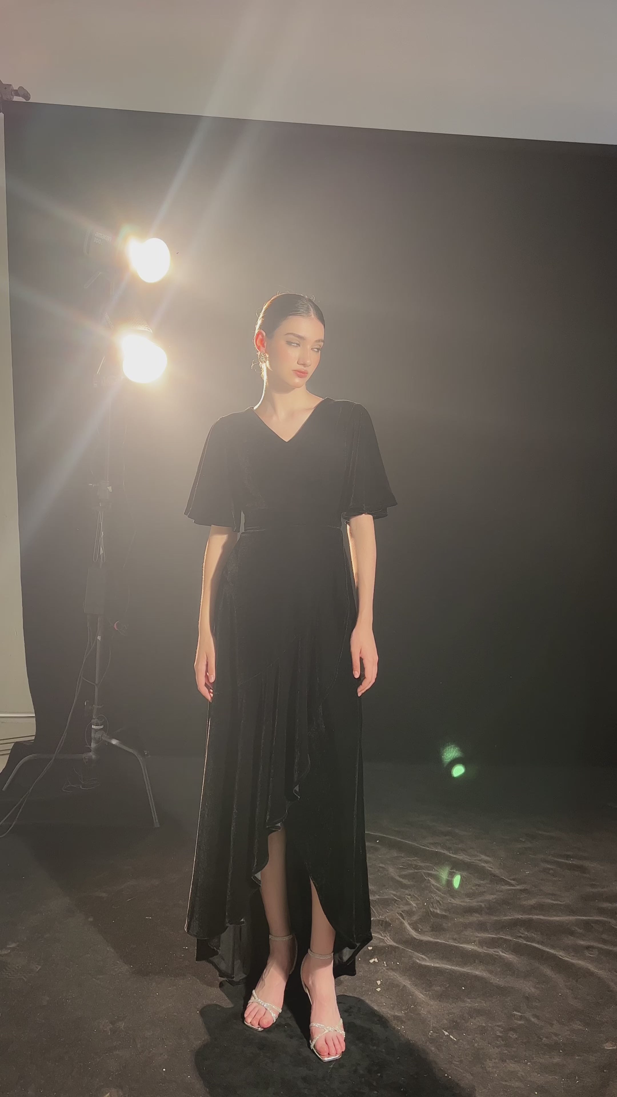 High-low velvet dress