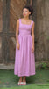 Gathered bodice linen dress